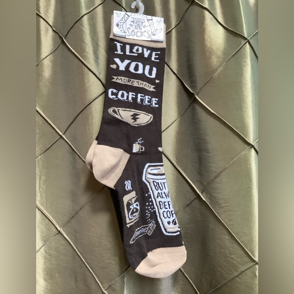NWT- Primitives by Kathy ‘I Love You More Than Coffee…’ Coffee Socks - Picture 3 of 3